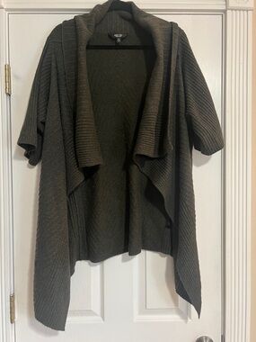 Simply Vera Vera Wang Olive Green Open-Front Draped Cardigan